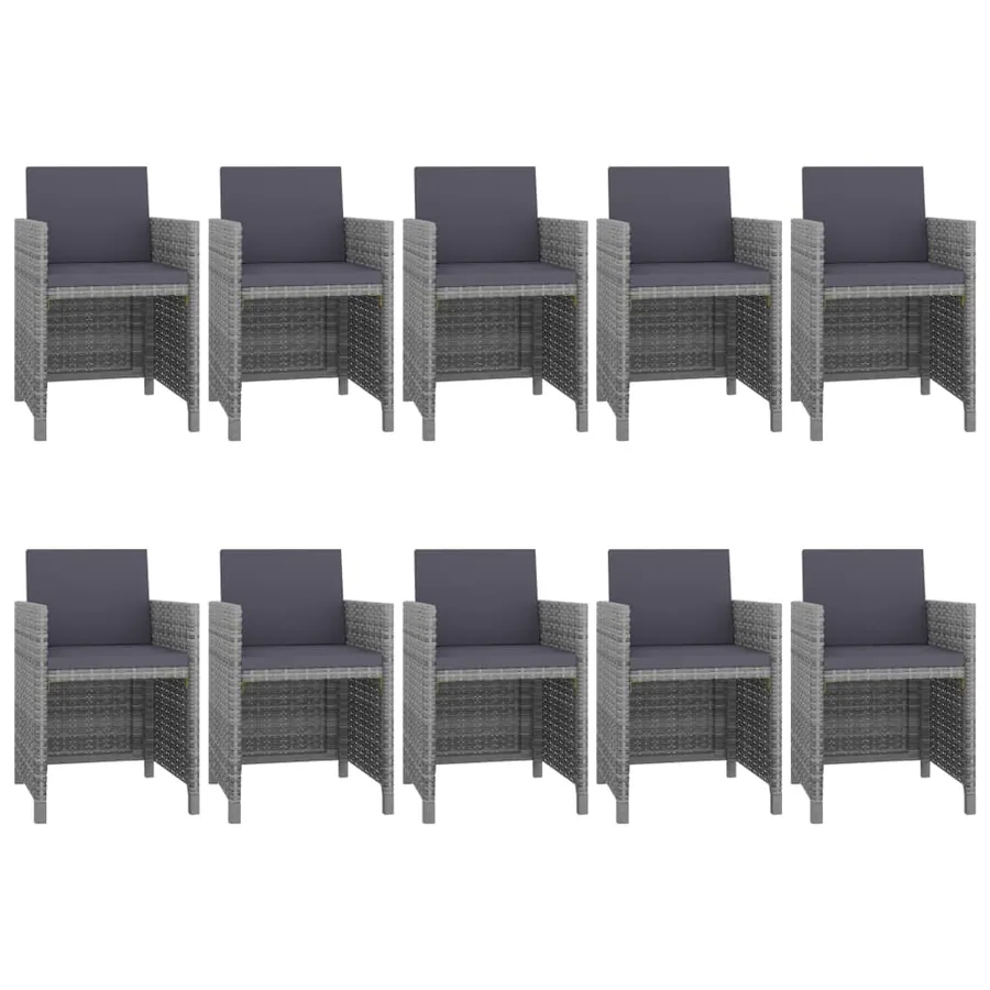 Salon de jardin 11 pcs avec coussins Résine tressée Gris - 2