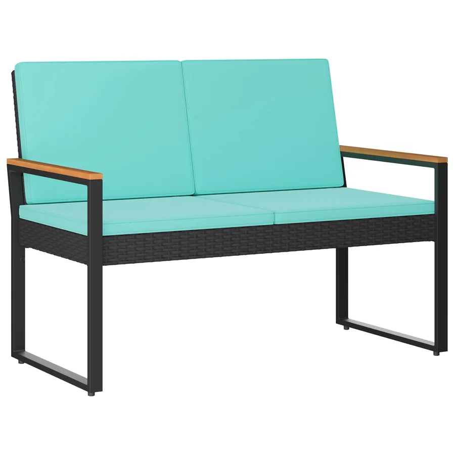 Banc extérieur Noir et turquoise 107 x 61 x 80 cm polyrotin - 2