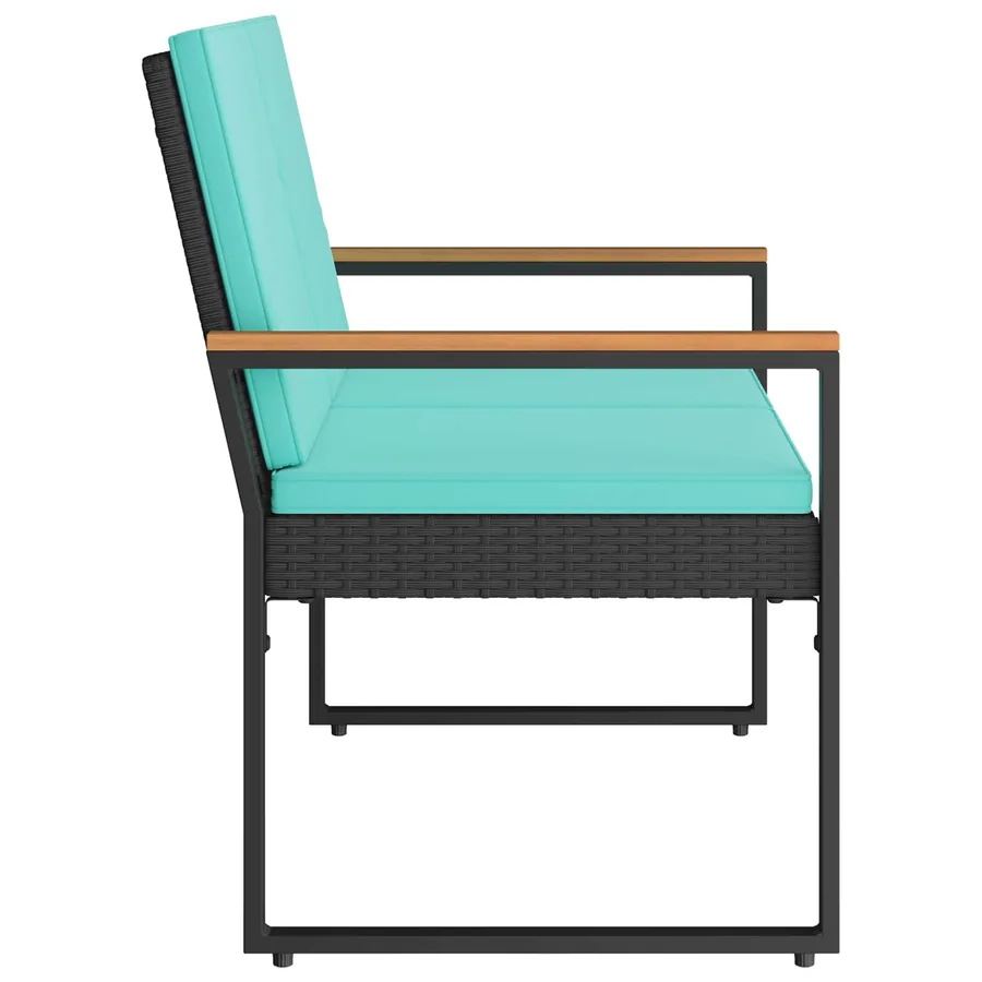 Banc extérieur Noir et turquoise 107 x 61 x 80 cm polyrotin - 6
