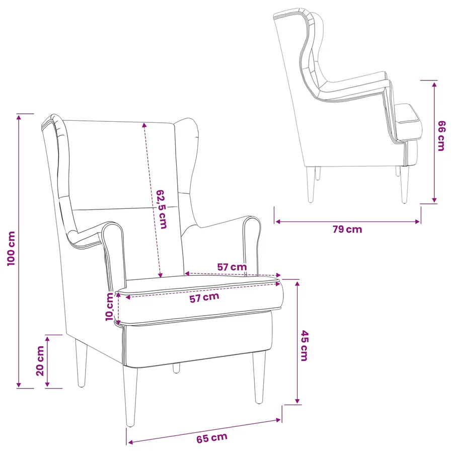 fauteuil Bordeaux tissu - 10