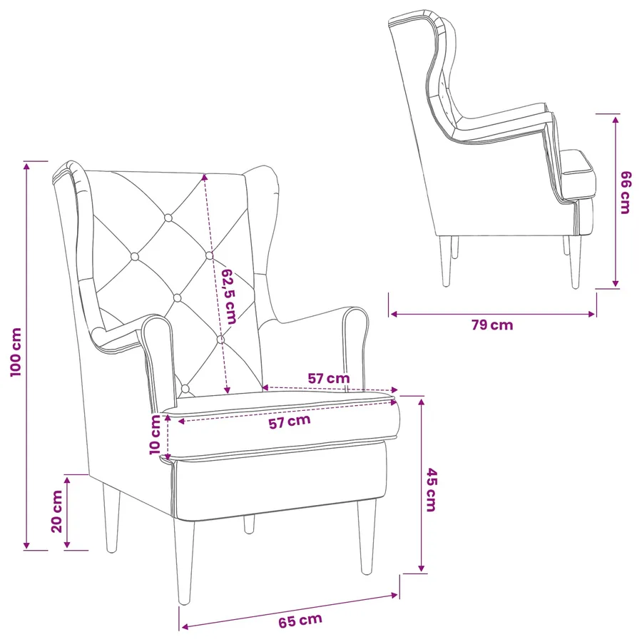 Fauteuil Vert Mer Velours - 8