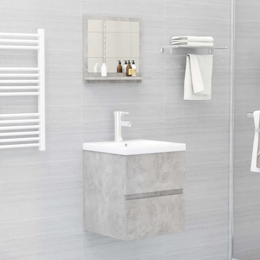 Miroir de salle de bain Gris béton 40x10,5x37cm Bois ingénierie - 6