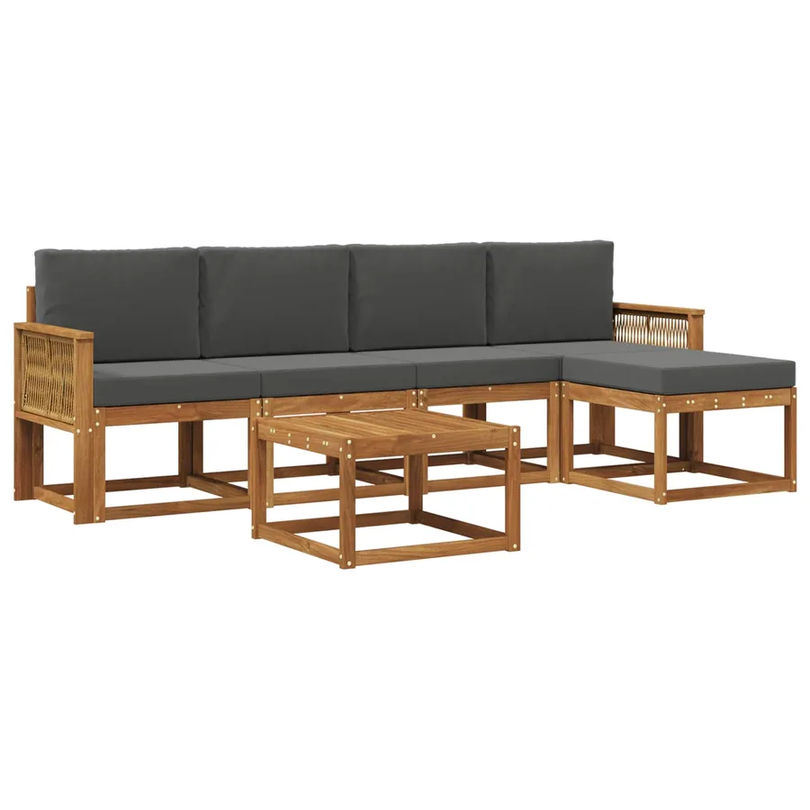 Ensemble de canapés d'extérieur 6 pcs Naturel et Anthracite - 2