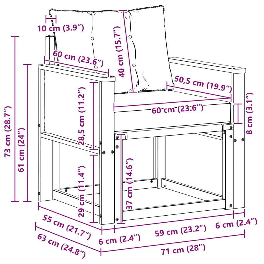Canapé d’extérieur Bois d'Acacia Massif Naturel - 9