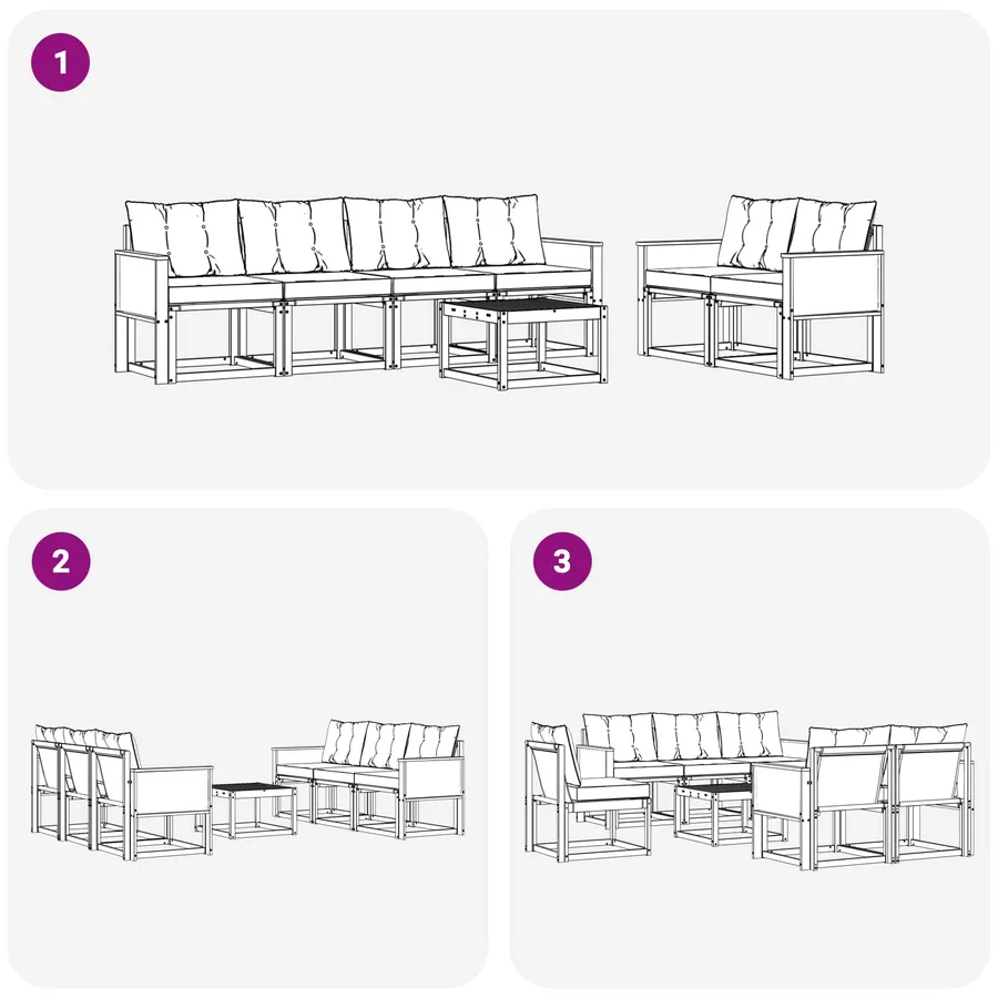 Ensemble de canapés d'extérieur 7 pcs Naturel et Beige - 7