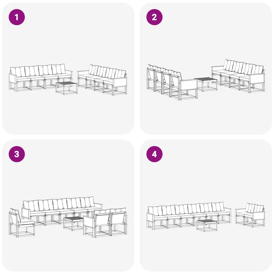Ensemble de canapés d'extérieur 9 pcs Naturel et Crème - 7