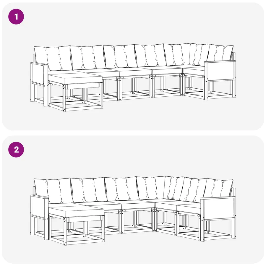 Ensemble de canapés d'extérieur 7 pcs Naturel et gris clair - 10