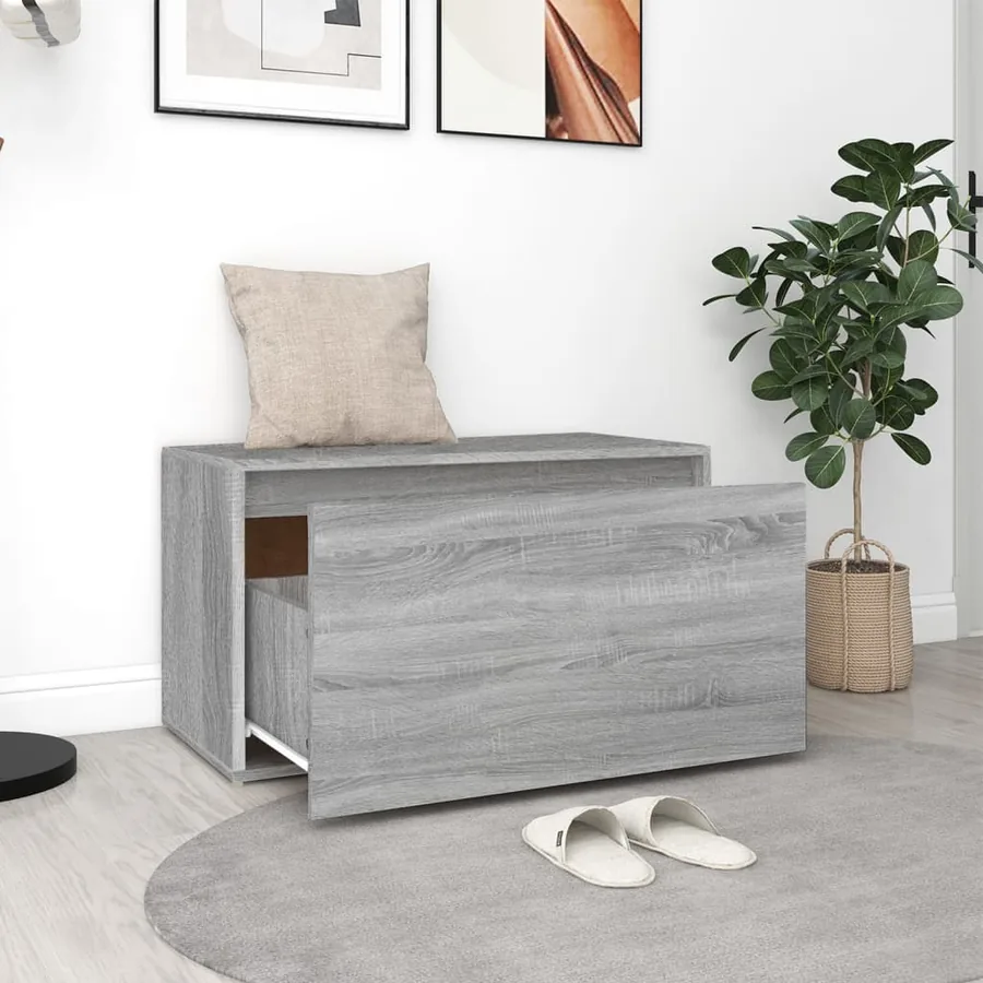 Banc d'entrée 80x40x45 cm Sonoma gris Bois d'ingénierie - 3