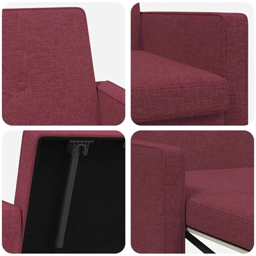 Canapé-lit escamotable Bordeaux Tissu - 10