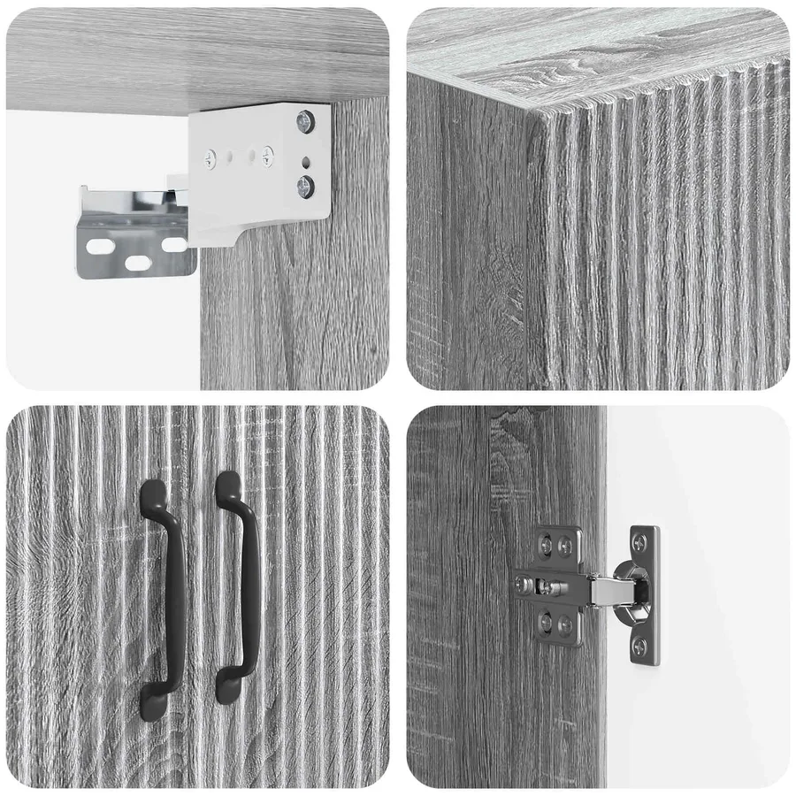 Armoire Murale Sonoma gris 66 x 34,5 x 90 cm Bois d'ingénierie - 7