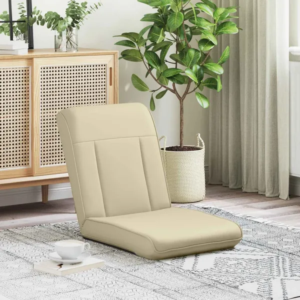 Fauteuil de sol ajustable Crème Simili cuir