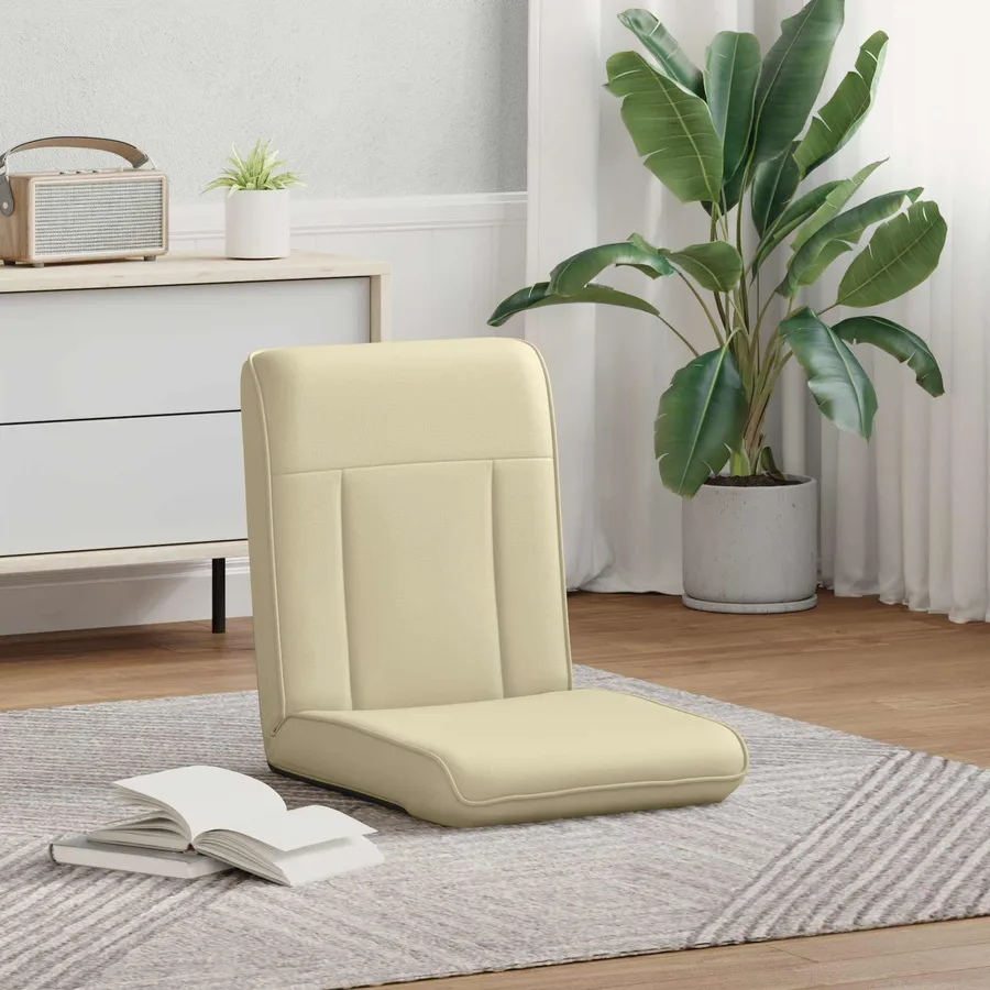 Fauteuil de sol ajustable Crème Simili cuir - 3