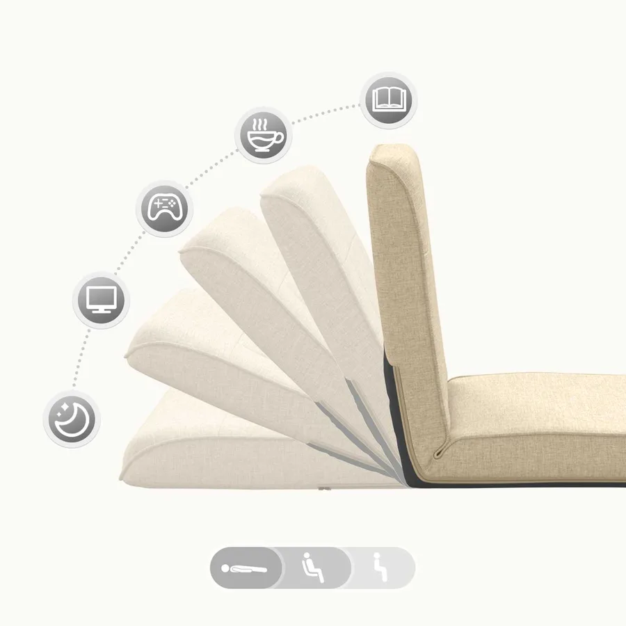 Fauteuil de sol ajustable Crème Tissu - 9