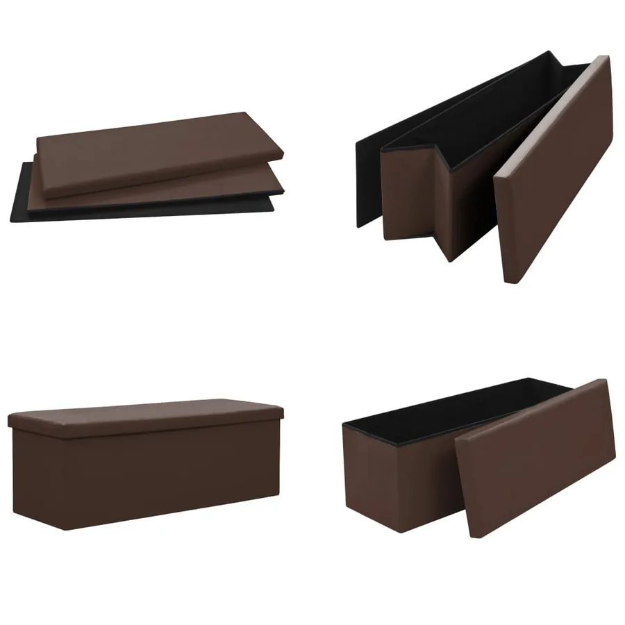Banc de rangement pliable Marron PVC - 5