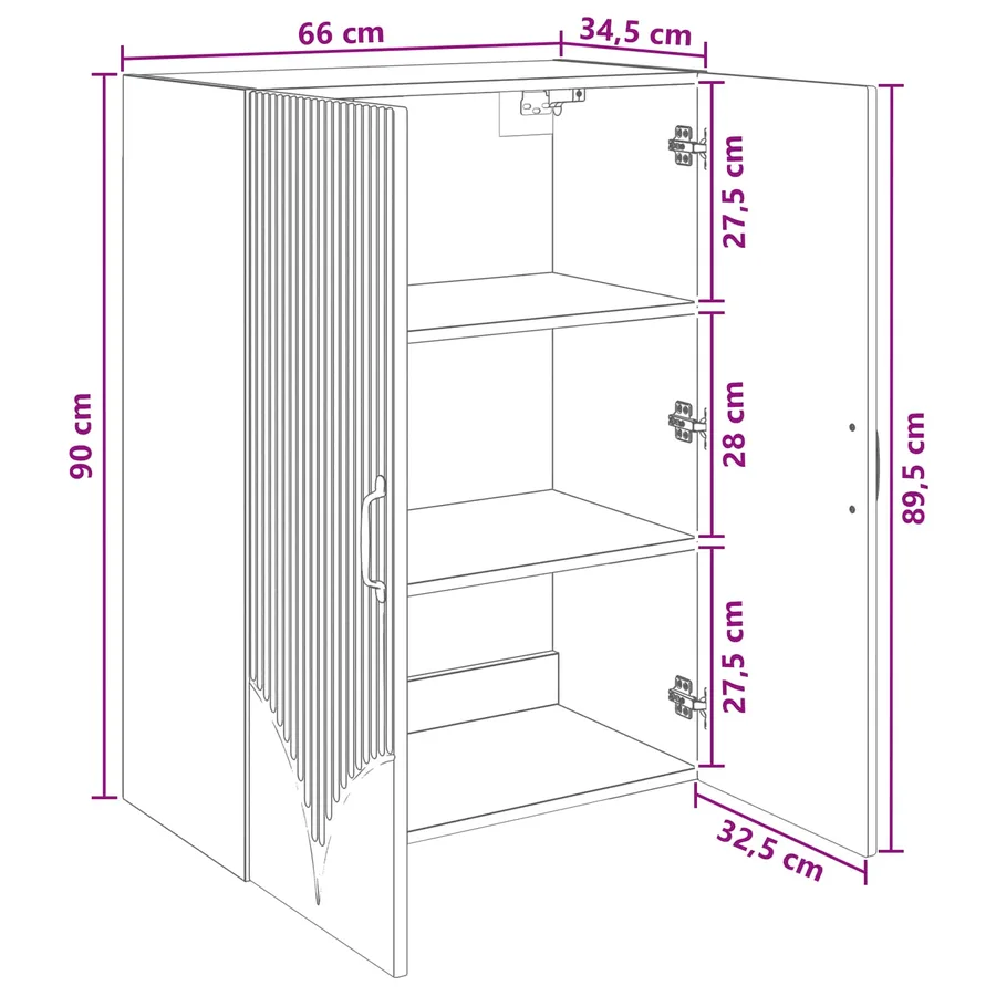 Armoire Murale Blanc 66 x 34,5 x 90 cm Bois d'ingénierie - 8