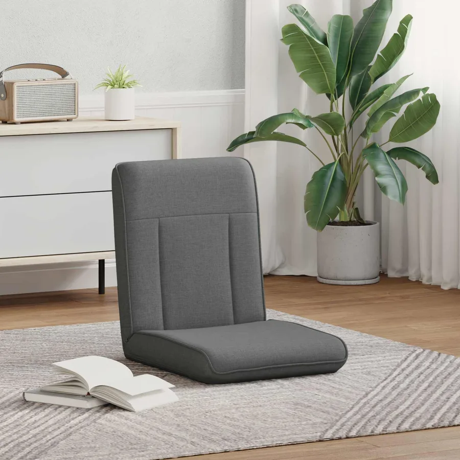 Fauteuil de sol ajustable Gris foncé Tissu - 3