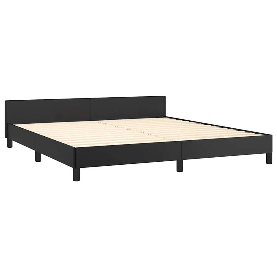 Cadre de lit avec tête de lit sans matelas noir 180x200 cm - 4