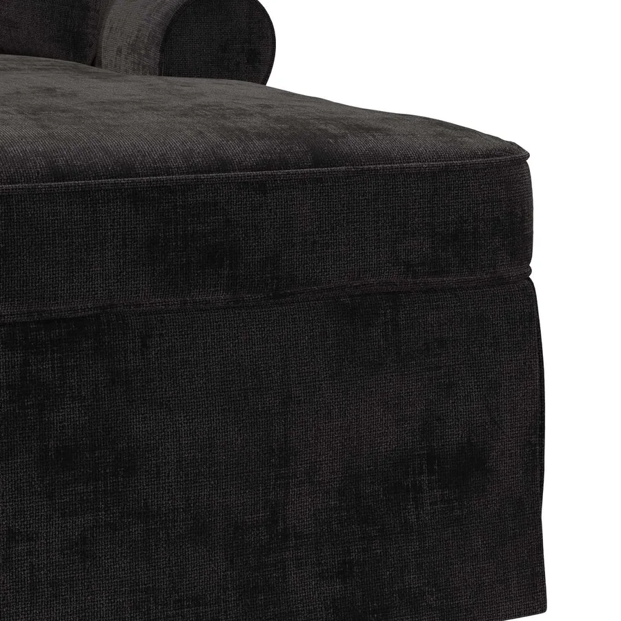 Chaise lounge avec jupe avec coussin Noir 157 x 91 x 91 cm ARES - 7