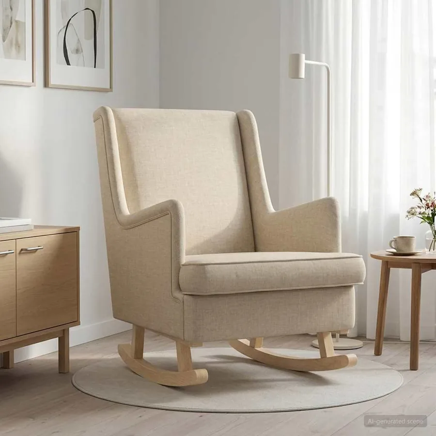 Chaise à bascule Crème 62 x 80 x 85 cm tissu