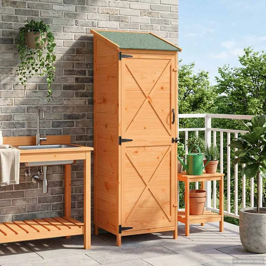 Abri de jardin Marron 59,5 x 56 x 176,5 cm Bois de Sapin Massif - 3