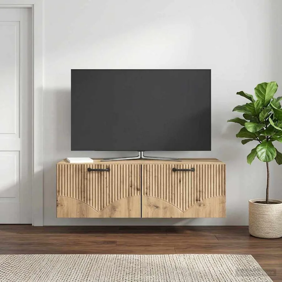 Meuble TV mural 98 x 41 x 30 cm Chêne artisanal - 4