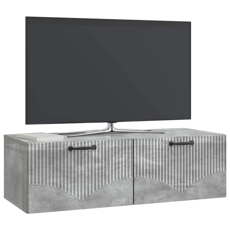 Meuble TV mural Gris béton 98 x 41 x 30 cm Bois d'ingénierie - 3