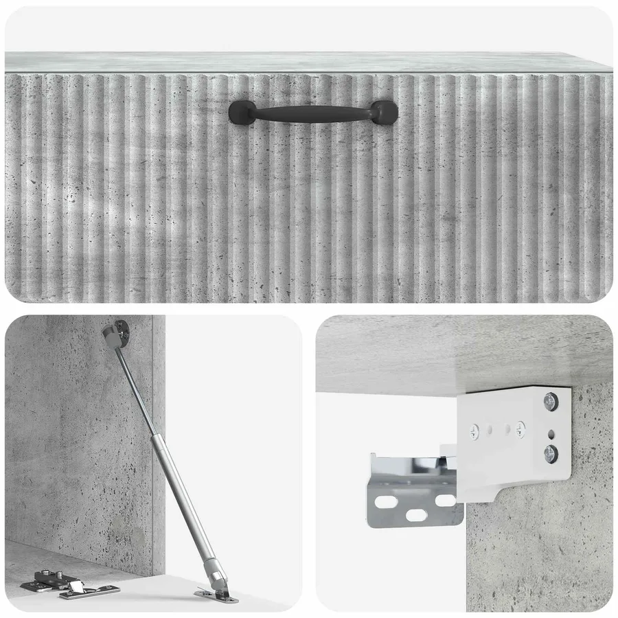 Meuble TV mural Gris béton 98 x 41 x 30 cm Bois d'ingénierie - 9