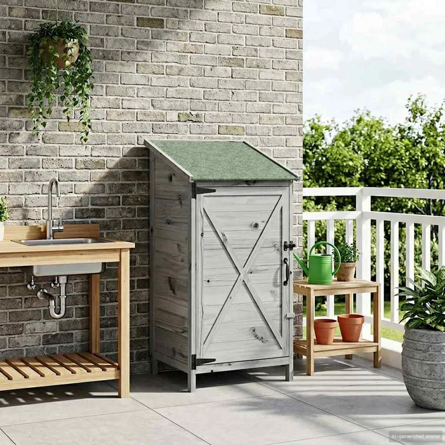 Abri de jardin Gris 59,5 x 56 x 113,5 cm Bois de Sapin Massif - 3