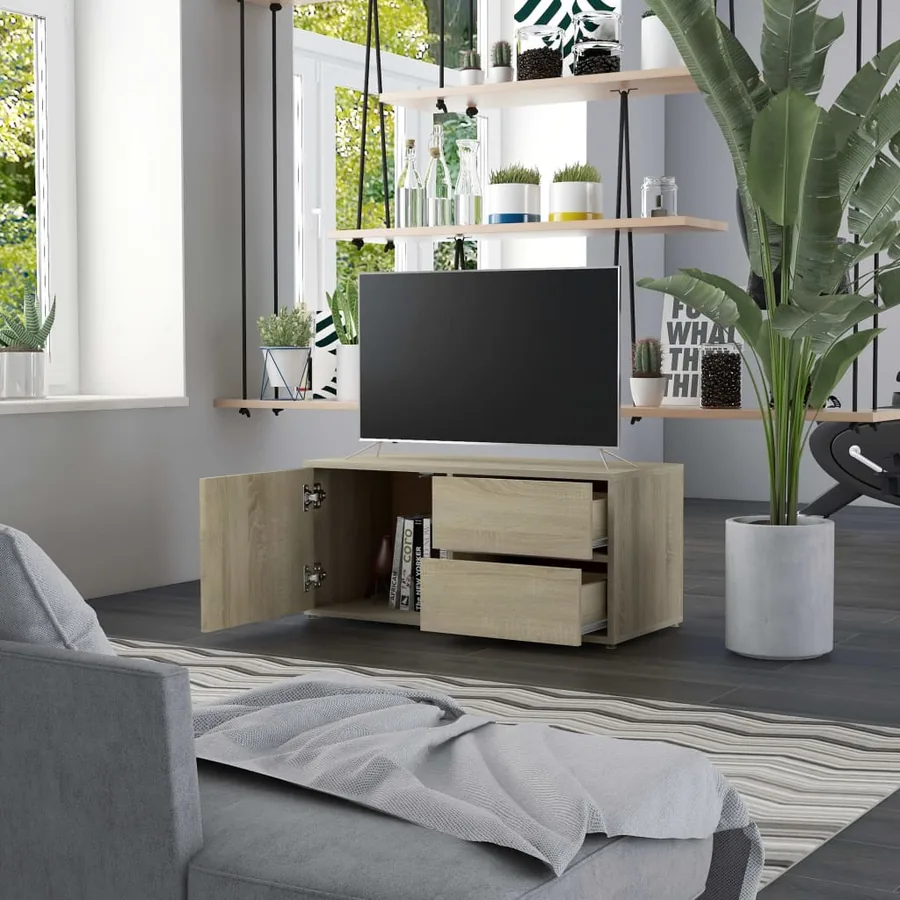 Meuble TV Chêne sonoma 80x34x36 cm Bois d'ingénierie - 3