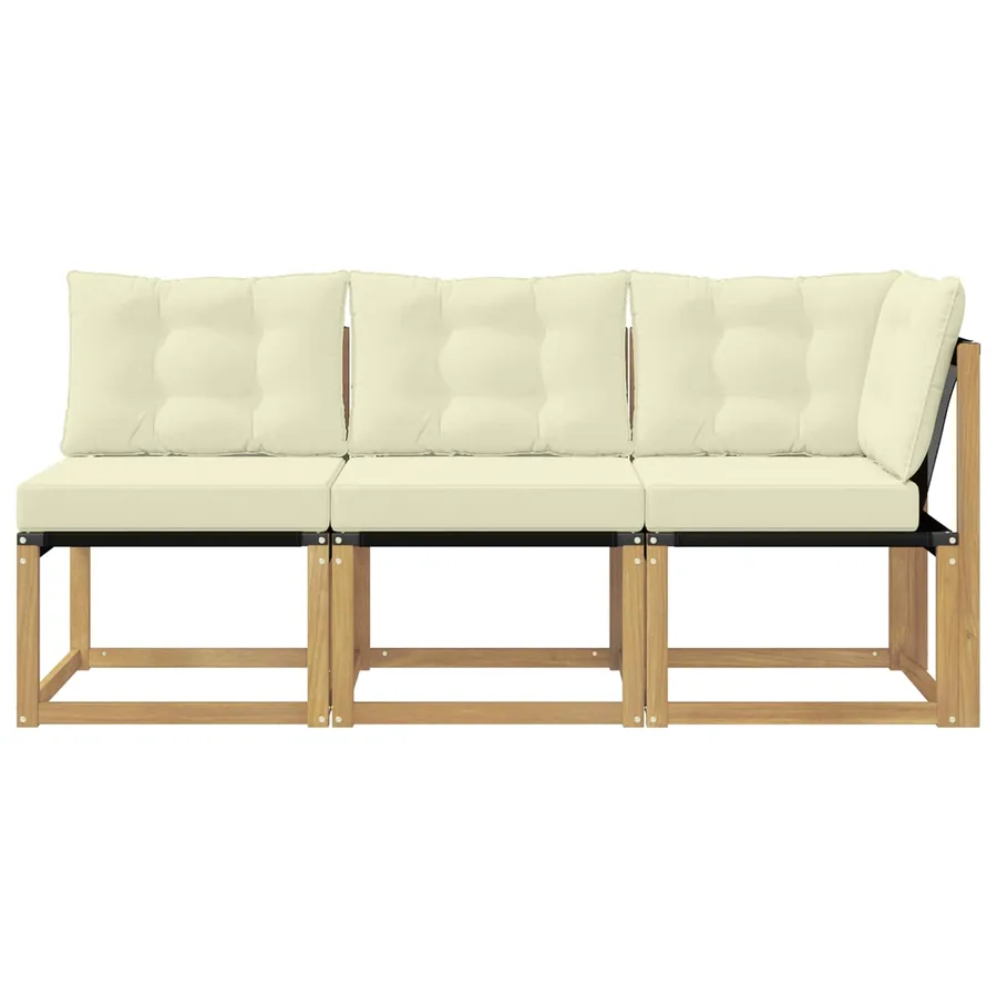 Canapé d’extérieur milieu et coin avec coussin 3 Pièce Blanc - 5