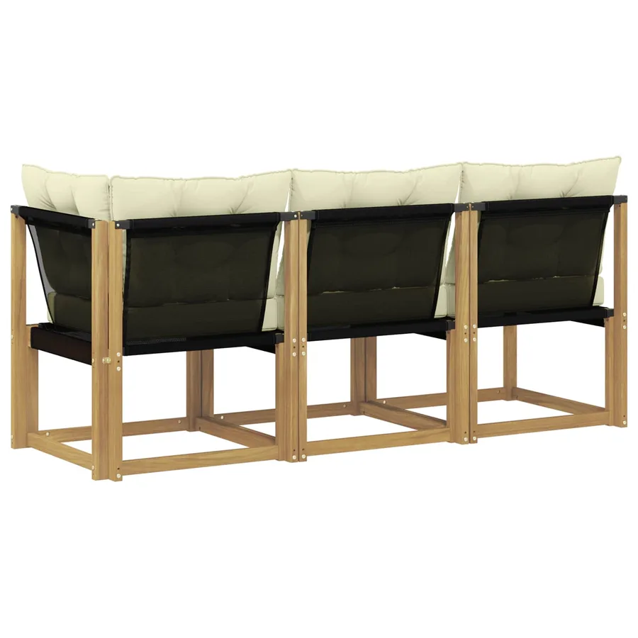 Canapé d’extérieur milieu et coin avec coussin 3 Pièce Blanc - 7