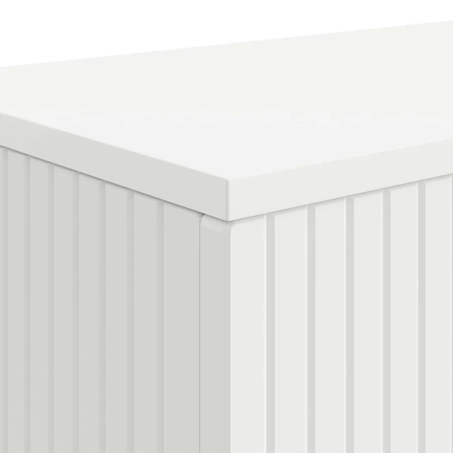 Table console Rayé Blanc 155 x 29 x 74 cm Bois d’ingénierie - 8