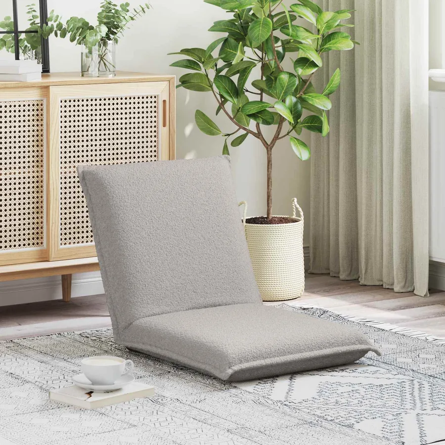 Fauteuil de sol ajustable Gris clair Tissu en laine de mouton