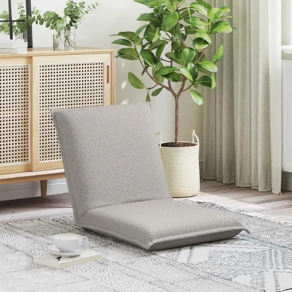 Fauteuil de sol ajustable Gris clair Tissu en laine de mouton