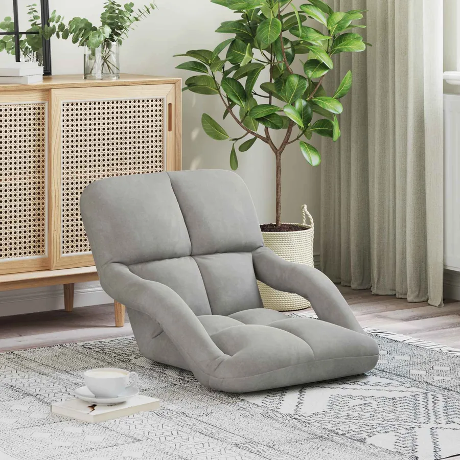 Fauteuil de sol ajustable Gris clair Velours