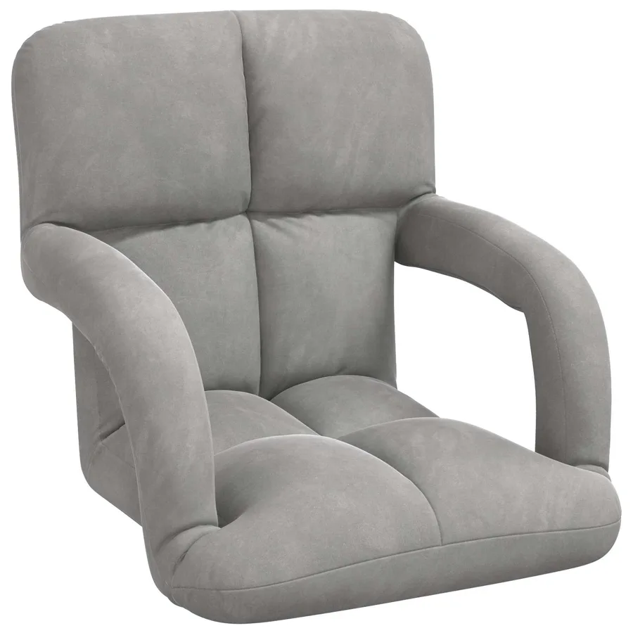 Fauteuil de sol ajustable Gris clair Velours - 2