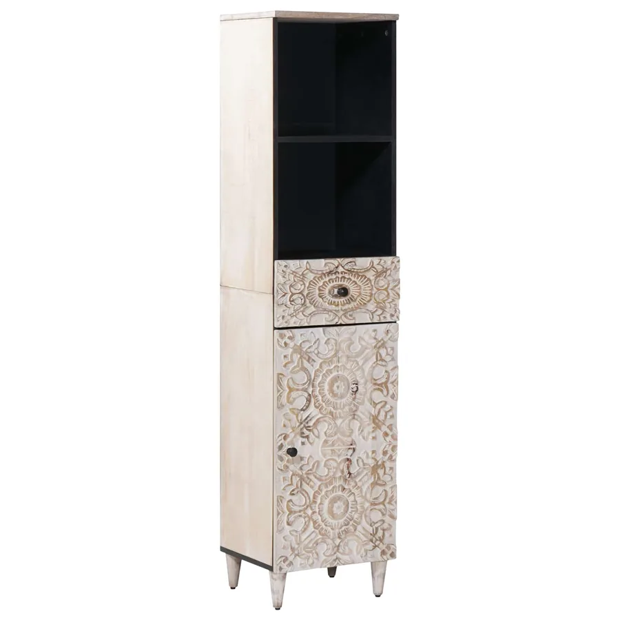 Armoire de salle de bain avec tiroir Blanc 38 x 33,5 x 160 cm