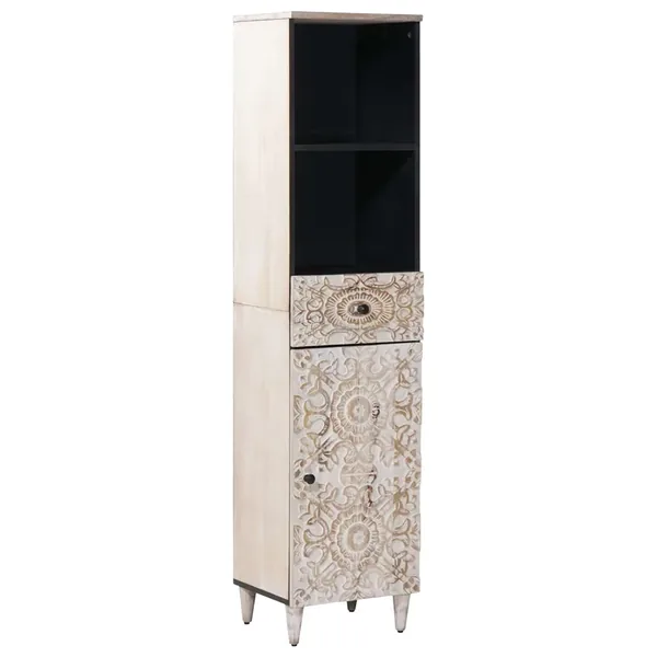 Armoire de salle de bain avec tiroir Blanc 38 x 33,5 x 160 cm