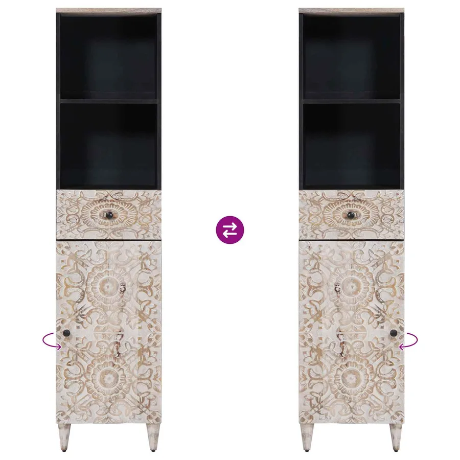Armoire de salle de bain avec tiroir Blanc 38 x 33,5 x 160 cm - 10