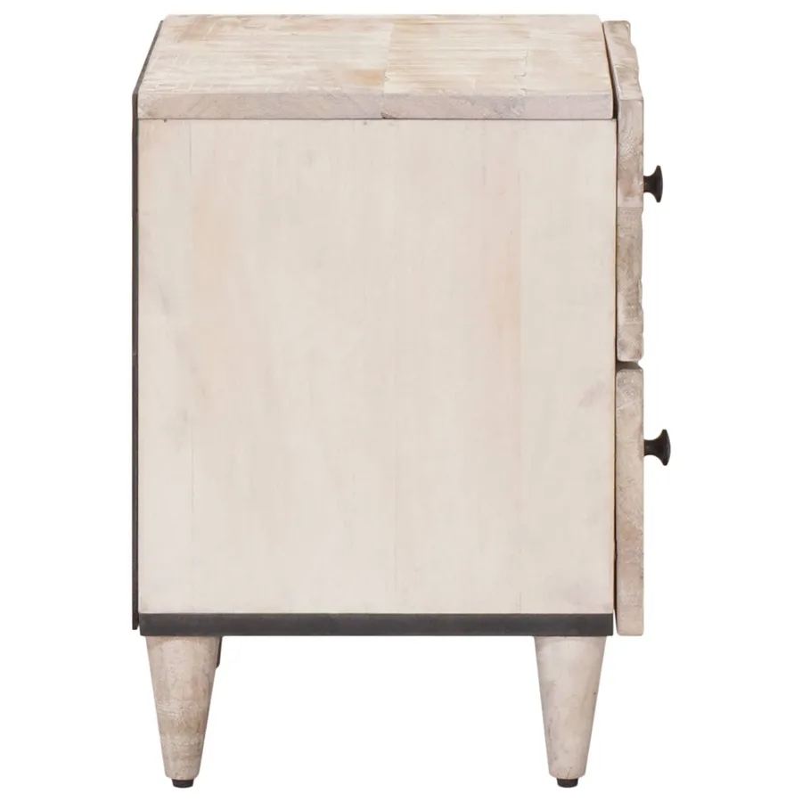 Cabinet de chevet avec tiroir 2 pcs Blanc 40 x 33,5 x 46 cm - 4