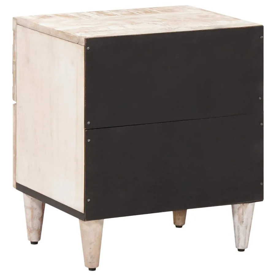 Cabinet de chevet avec tiroir 2 pcs Blanc 40 x 33,5 x 46 cm - 5