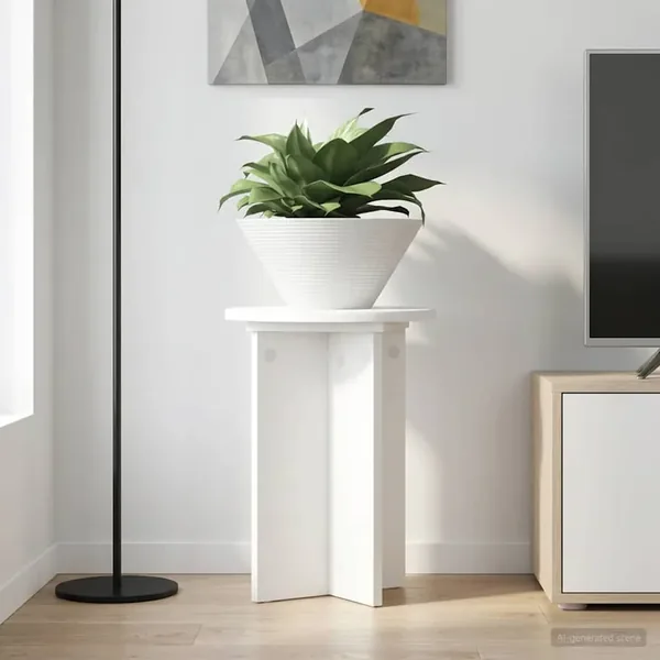 Support de Plante 2 pcs Blanc Ø29,5 x 40 cm Bois d'ingénierie