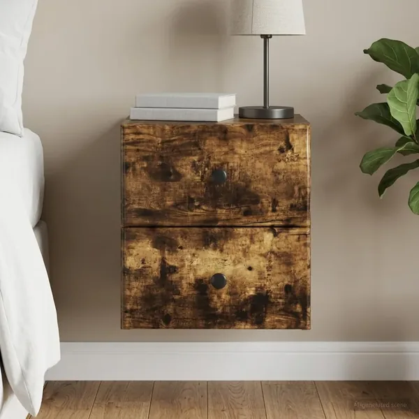 Cabinet de chevet mural Chêne fumé 34,5 x 33 x 40 cm
