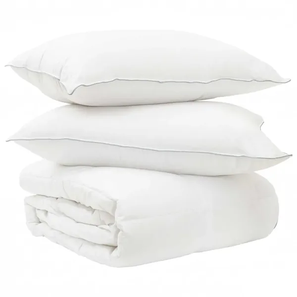 Ensemble de Duvet avec oreiller 2 pcs Blanc Fibre de bambou