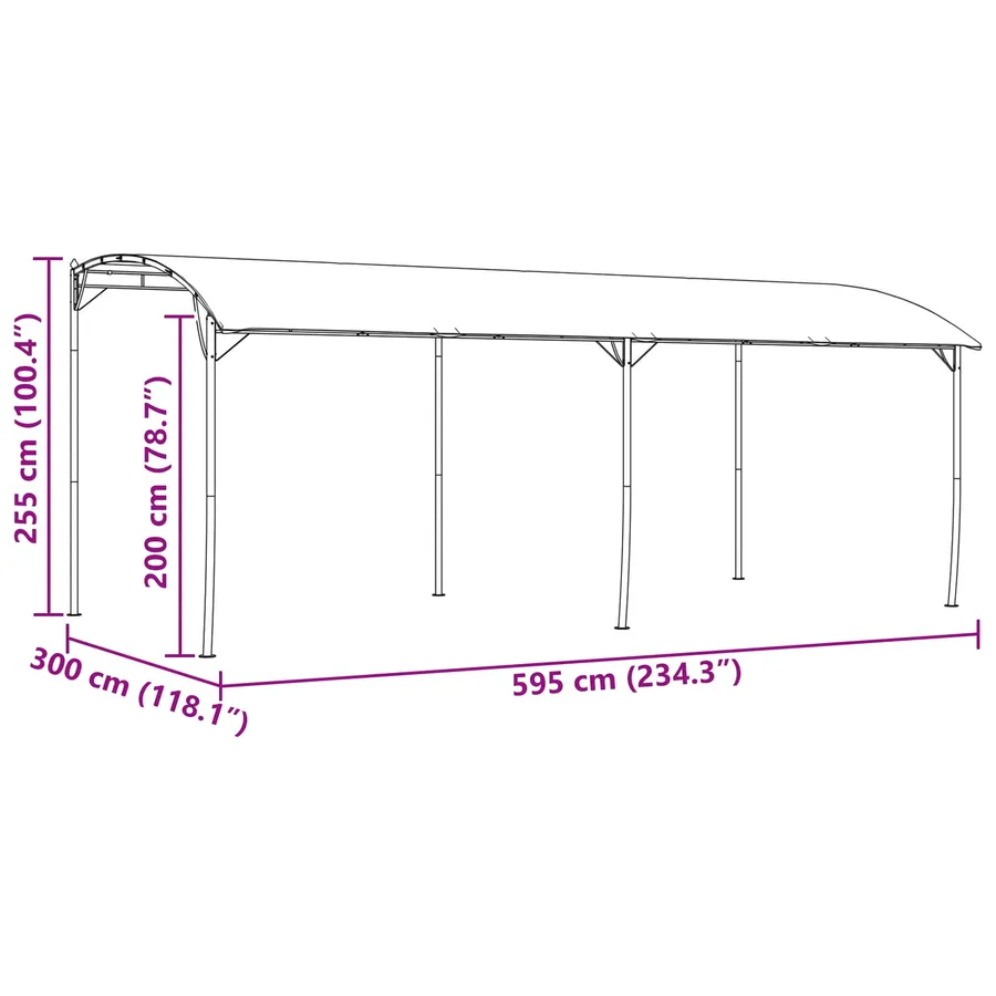 Pavillon 6 x 3 x 2,55 m Vert Acier enduit de poudre et tissu - 8