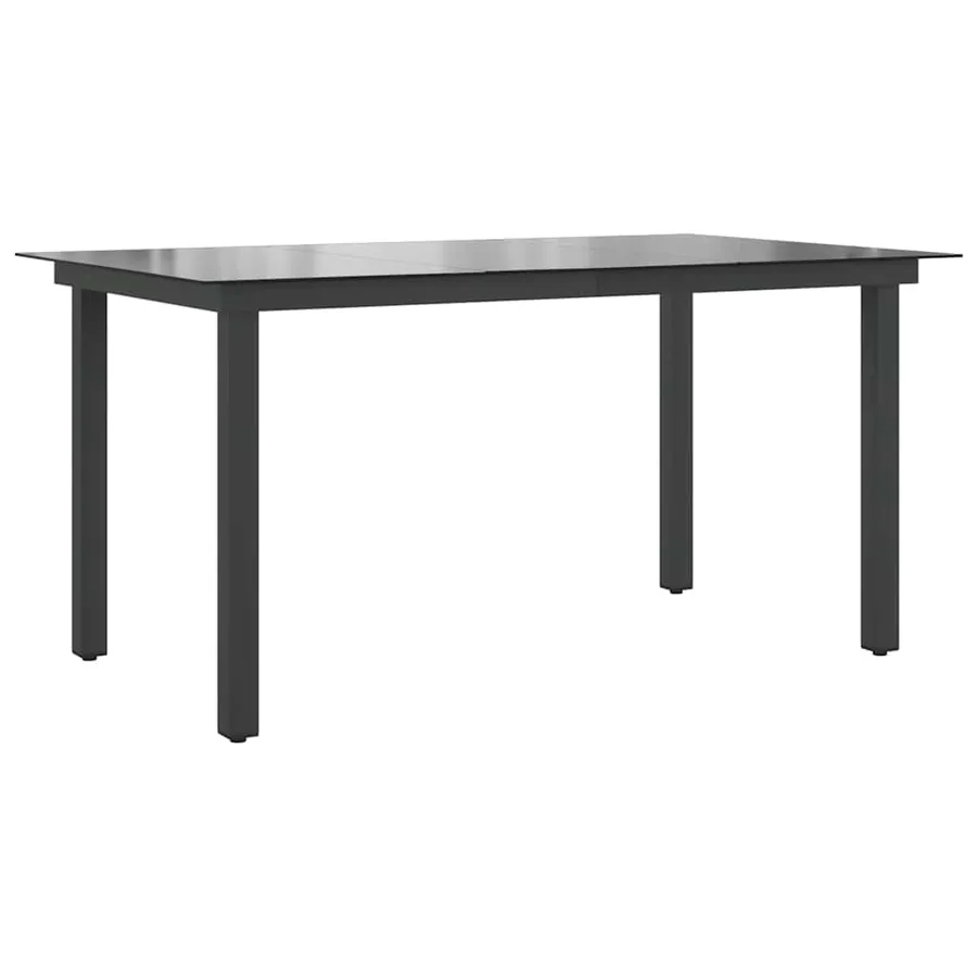 Table de jardin Noir 150x90x74 cm Aluminium et verre - 2