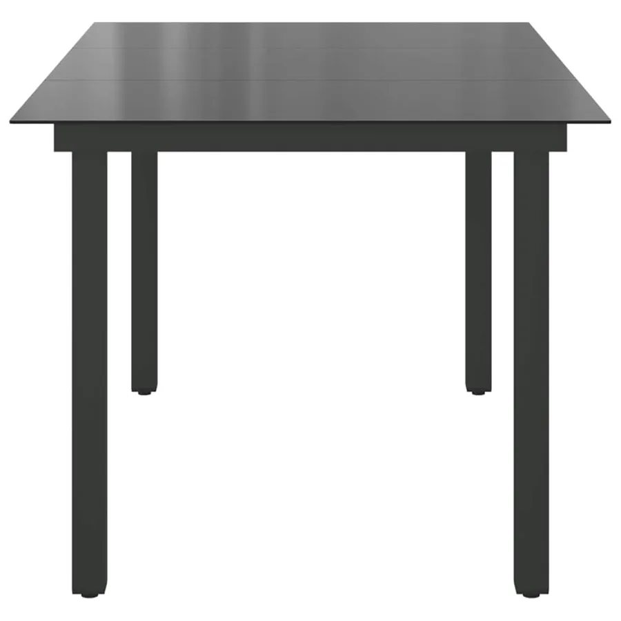 Table de jardin Noir 150x90x74 cm Aluminium et verre - 6