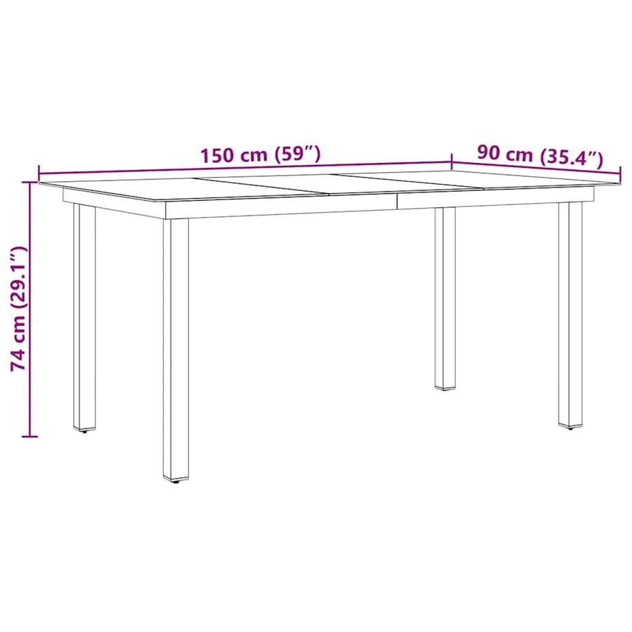 Table de jardin Noir 150x90x74 cm Aluminium et verre - 9