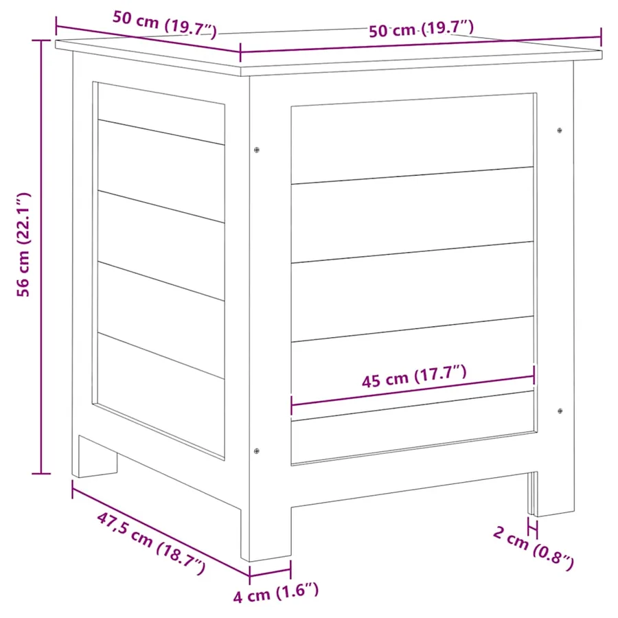 Boîte à coussins d'extérieur 50x50x56 cm Bois de sapin massif - 8