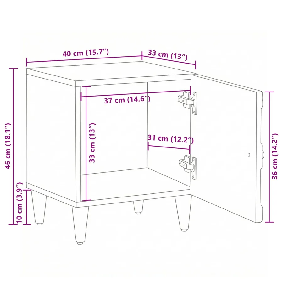 Cabinet de chevet 2 pcs Blanc 40 x 33,5 x 46 cm - 12